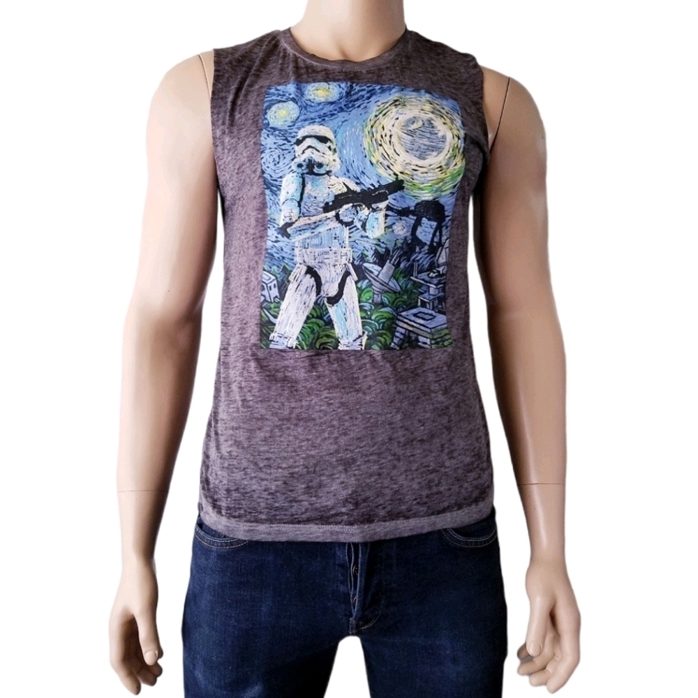 Star Wars Van Gogh Inspired Gray Burnout Tank Top